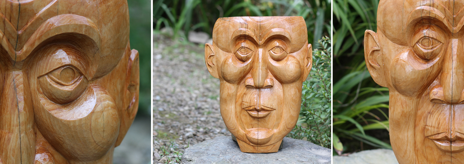 H.H. Face - Cedar Wood sculpture
