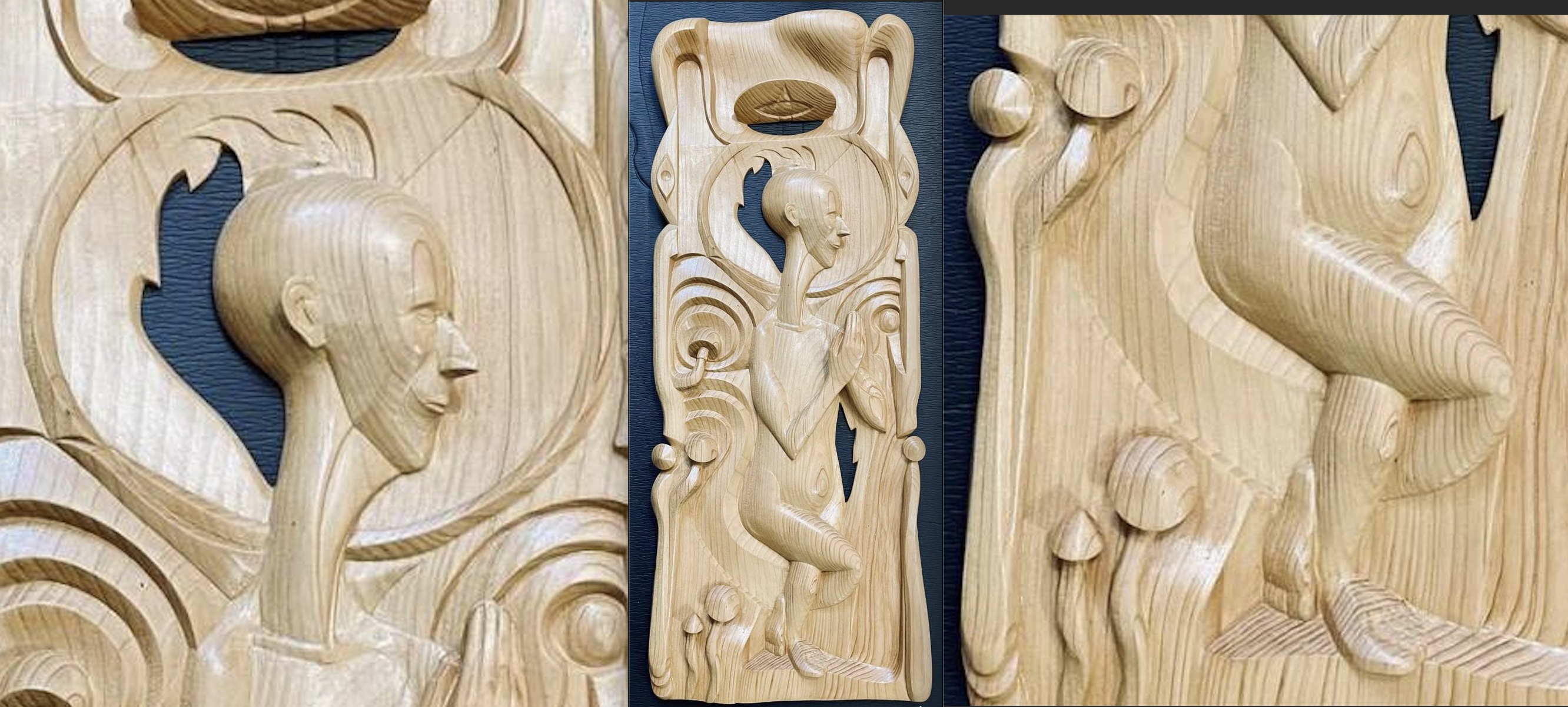 Mushroom Yoga UFO - Cedar Wood sculpture